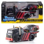 Maisto #11557 1/64  jdm fladbed  with 1983 toyota trueno sprinter ae86 #25, red/black
