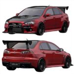 1/18 mitsubishi lancer evolution x cz4a 18 inch wheels, red metallic with carbon bonnet - Image 2