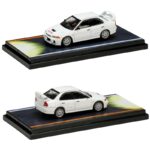 Hobby Japan 1/64 mitsubishi lancer rs evolution iii takumi fujiwara with seiji iwaki figure, white - Image 2