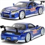 JADA #30838 1/24 1993 Street Fighter mazda rx-7 with street fighter chun-li figure, blue