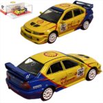 Tarmac 1/64 1999 mitsubisho lancer evo vi gsr, yellow/blue