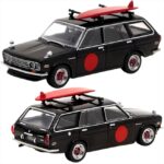 Tarmac 1/64 datsun 510 wagon with surfboard, black/red