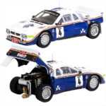 Tarmac 1/64 lancia 037 rally #4 s. servia/j. sabater rally costa brava 1985, white/blue