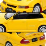 Hobby Japan 1/64 1998 mitsubishi lancer gsr evolution 5 cp9a with mud flap, dandelion yellow - Image 2