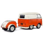 Solido 1/18 1950 volkswagen t1 kool kombi with trailer, orange - Image 3
