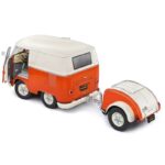 Solido 1/18 1950 volkswagen t1 kool kombi with trailer, orange - Image 4