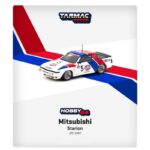 Tarmac 1987 mitsubishi starion #5 kunimitsu takahashi/akihiko nakaya, scale:1/64 white/red/blue