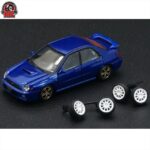 BM Creations 2001 subaru impreza wrx rhd with extra wheels, scale:1/64 blue