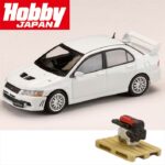 Hobby Japan 1/64 mitsubishi lancer gsr evolution 7 with engine display model, scotia white