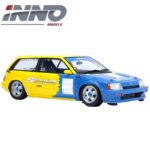 Inno Models 1/18 resin 1985 honda civic si e-at gr.a tuned by spoon sports, yellow/blue