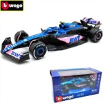 Bburago 1/43 2023 bwt racing renault alpine a523 #10 pierre gasly with helmet, blue/pink/black
