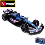 Bburago 1/43  2023 bwt racing renault alpine a523 #31 esteban ocon with helmet, blue,pink,black - Image 2