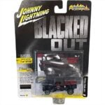 Johnny Lightning 1/64 1941 willys grasser pickup blacked out, gloss/flat black with metallic red