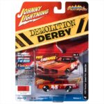 Johnny Lightning 1982 pontiac grand prix stock car demolition derby,  red with orange graphics, 1/64