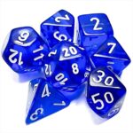 Kaissa Marble Blue/White Polyhedral 7-Die Set