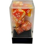 Kaissa Dual Red-Yellow/White Polyhedral 7-Die Set