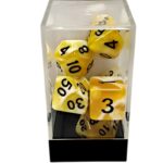 Kaissa Dual Yellow-White/Black Polyhedral 7-Die Set