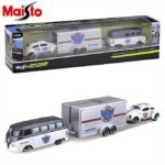 Maisto 1/64 volkswagen t1 beetle set, white/grey/red