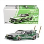 POP RACE 1/64 skyline c210 kaido racer *bosozoku style*, silver/green