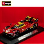 Bburago 1/43 2024 ferrari 499p #50 fuoco/molina/nielsen winner 24h le mans 2024, red/yellow/black