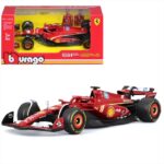 Bburago 1/43 2024 ferrari f1 sf24 #16 charles leclerc with helmet, red/white/yellow