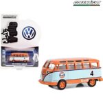GreenLight 1964 volkswagen samba bus gulf oil racing #4 *club vee-dub series 16*, orange/blue
