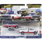 Hotwheels 1/64 team transport HRV42 1988 Chevrolet Silverado 3500  1963 Chevrolet Nova on a Trailer