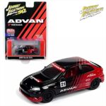 Johnny Lightning 1/64 honda 2000 civic *advan yokohama*, red/black