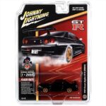 Johnny Lightning 1/64 1999 nissan skyline gt-r bnr34, black with gold rims.