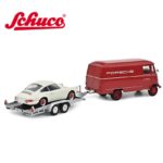 Schuco 1/43 mercedes benz l319 porsche + trailer porsche 911rs, red/white - Image 2