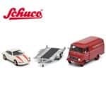 Schuco 1/43 mercedes benz l319 porsche + trailer porsche 911rs, red/white - Image 3