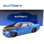 AUTOart 1/18 2005 nissan skyline gt-r r34 nismo z-tune, bayside blue with carbon bonnet