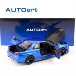 AUTOart 1/18 2005 nissan skyline gt-r r34 nismo z-tune, bayside blue with carbon bonnet - Image 2