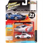 Johnny Lightning 1/64 1970 dodge dart spoilers, gloss white with red stripe