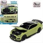 Auto World 1/64 2020 shelby gt500, grabber lime with gloss black roof plus twin hood  roof black str