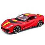 BBURAGO 1/18 2021 ferrari 812 competizione *signature series*, rosso corsa/yellow stripe