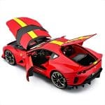 BBURAGO 1/18 2021 ferrari 812 competizione *signature series*, rosso corsa/yellow stripe - Image 3