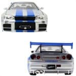 JADA 1/24 2002 Nissan Skyline GTR R34 Fast and Furious Silver with blue stripes - Image 2