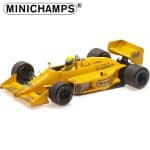 Minichamps 1/43 1987 lotus honda 99t ayron senna, 1st win monaco gp 1987, dirty version, yellow