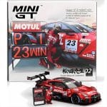 MINI GT 1/64 2021 nissan gt-r r35 with matsuda figure #23 motul autech suzuka winner, red/black