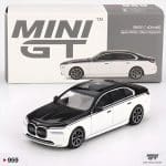 MINI GT 1/64 2024 bmw i7 xdrive60, alpine white/black sapphire