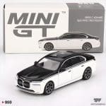 MINI GT 1/64 2024 bmw i7 xdrive60, alpine white/black sapphire