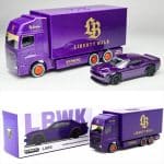 TARMAC 1/64 lb-works dodge challenger srt hellcat with truck, purple - Image 2