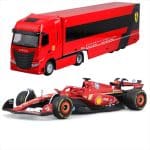 Bburago 1/43 2024 iveco s-way 570 racing transporter with sf-24 #16 chales leclerc, red - Image 2