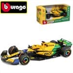 BBURAGO 1/43 2024 mclaren mcl38 #81 oscar piastri 2nd monaco gp, senna 30th anniversary livery, yell