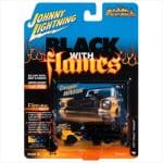 JOHNNY LIGHTNING 1/64 1957 chevrolet nomad black with flames, gloss black with yellow  blue flames