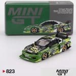 Mini GT 1/64 2024 nissan silvia s15lb-super silhouette #555 v2 formula drift japan, green/yellow