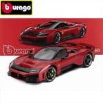 BURAGO - 1/18 - FERRARI - F80 2024 - SILVER BLACK WHEELS - SUPERCAR - RED METTALIC