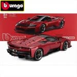 BURAGO - 1/18 - FERRARI - F80 2024 - SILVER BLACK WHEELS - SUPERCAR - RED METTALIC - Image 3