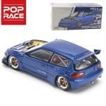 POP RACE 1/64 pandem civic eg6, metallic blue with open hood - Image 2